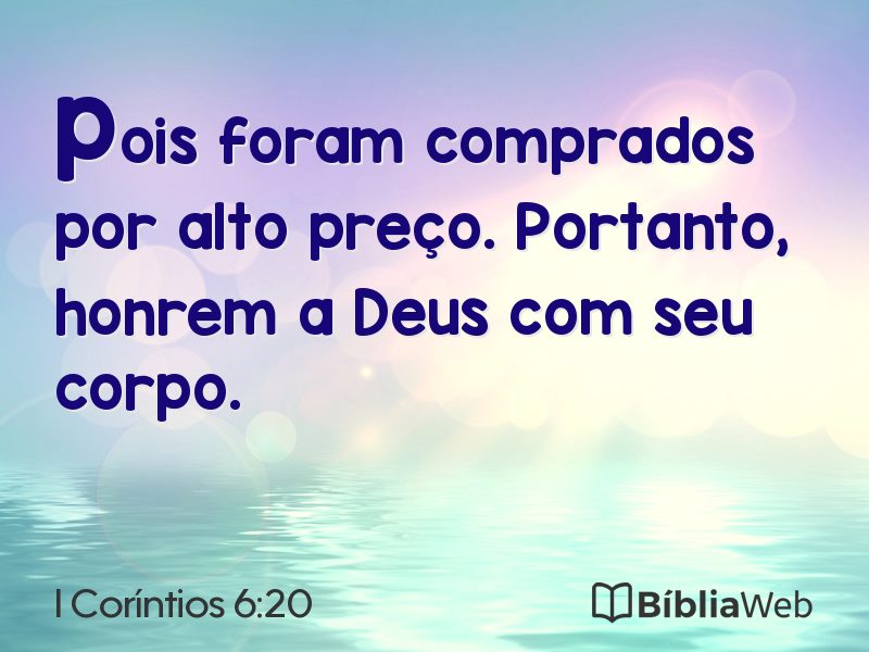 I Coríntios 6:20 em imagem para compartilhar
