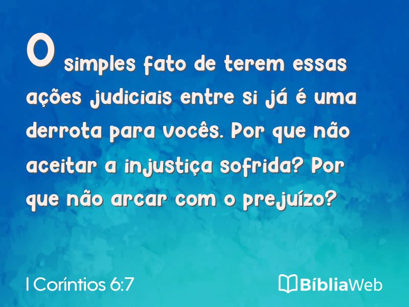 I Coríntios 6:7 em imagem para compartilhar