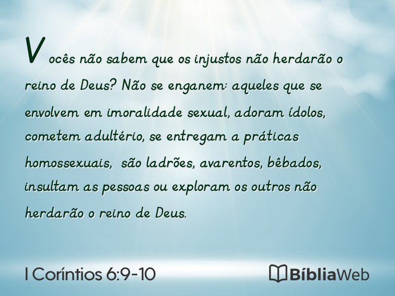 I Coríntios 6:9-10 em imagem para compartilhar