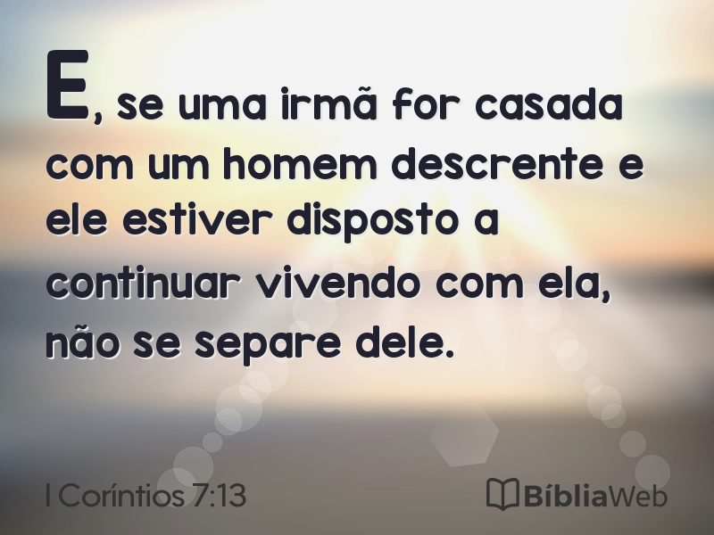 I Coríntios 7:13 em imagem para compartilhar