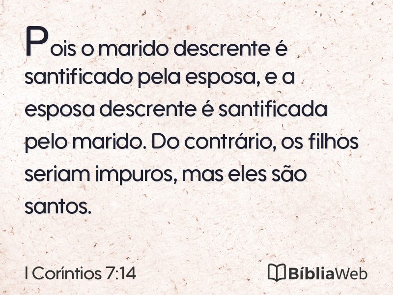 I Coríntios 7:14 em imagem para compartilhar