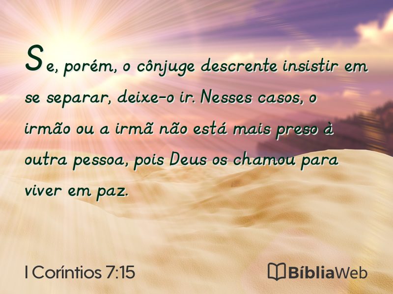 I Coríntios 7:15 em imagem para compartilhar