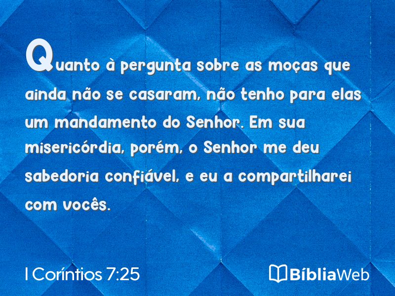 I Coríntios 7:25 em imagem para compartilhar