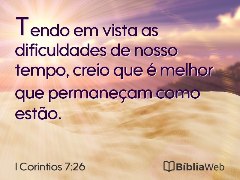 I Coríntios 7:26 em imagem para compartilhar