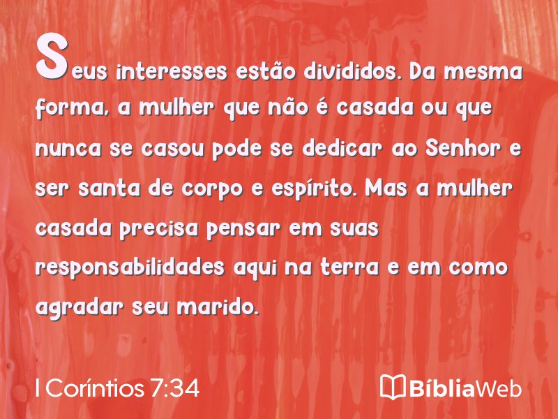 I Coríntios 7:34 em imagem para compartilhar