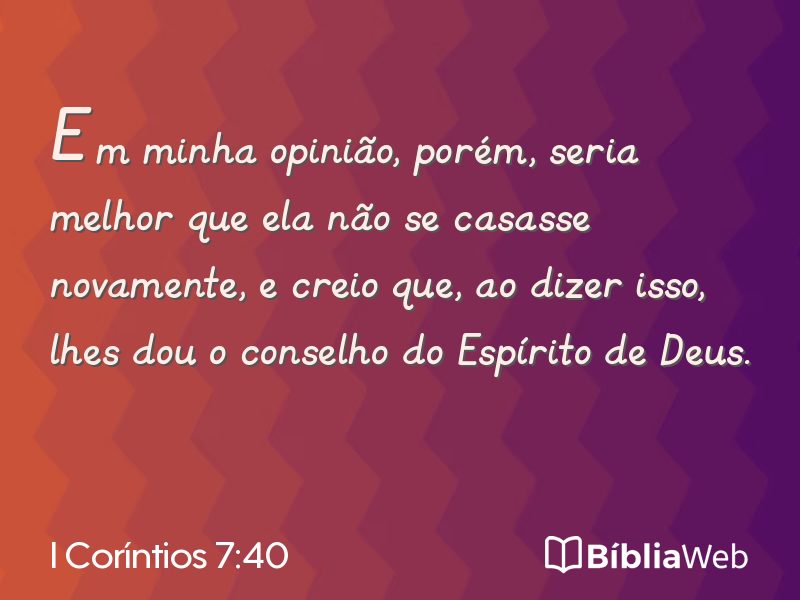 I Coríntios 7:40 em imagem para compartilhar