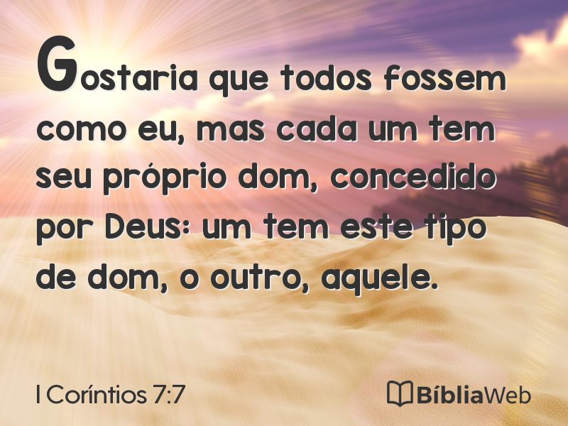 I Coríntios 7:7 em imagem para compartilhar