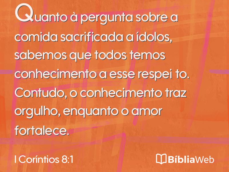 I Coríntios 8:1 em imagem para compartilhar