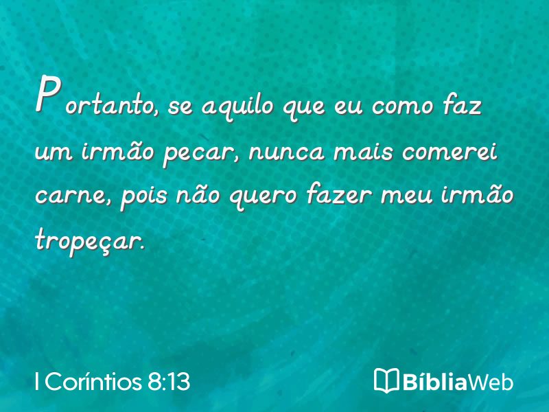 I Coríntios 8:13 em imagem para compartilhar