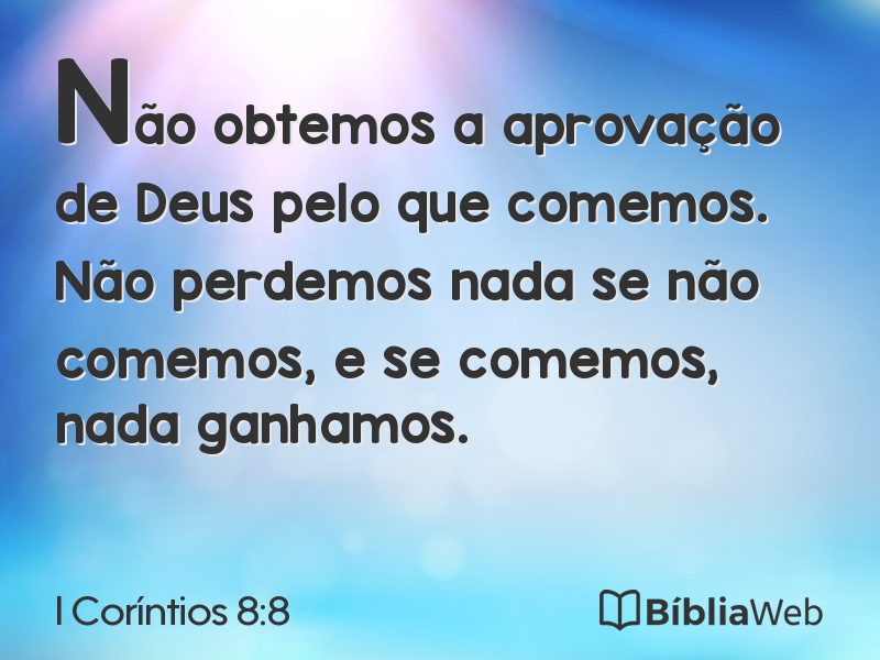 I Coríntios 8:8 em imagem para compartilhar