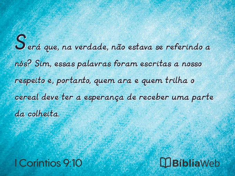 I Coríntios 9:10 em imagem para compartilhar