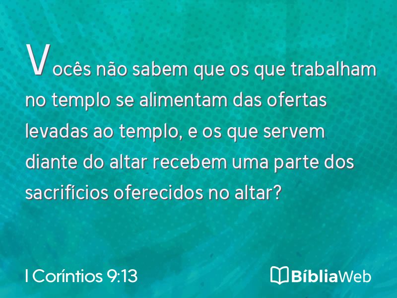 I Coríntios 9:13 em imagem para compartilhar