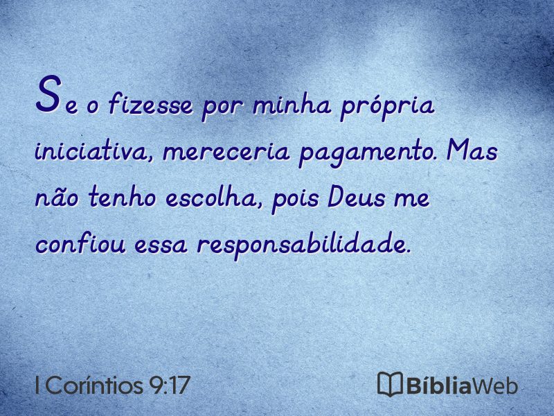 I Coríntios 9:17 em imagem para compartilhar