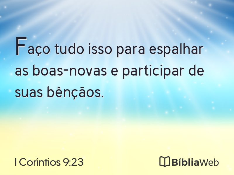 I Coríntios 9:23 em imagem para compartilhar