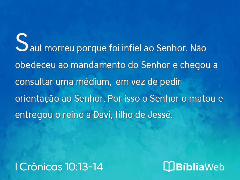 I Crônicas 10:13-14 em imagem para compartilhar