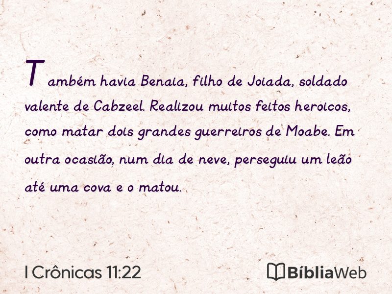 I Crônicas 11:22 em imagem para compartilhar