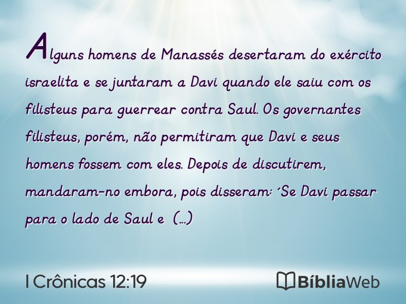 I Crônicas 12:19 em imagem para compartilhar