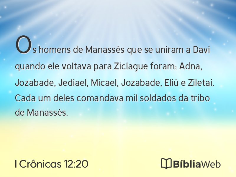 I Crônicas 12:20 em imagem para compartilhar