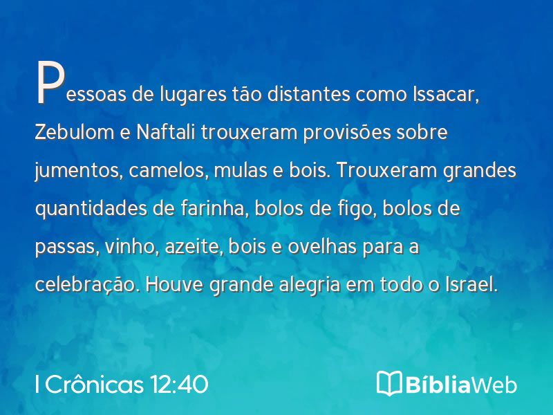 I Crônicas 12:40 em imagem para compartilhar