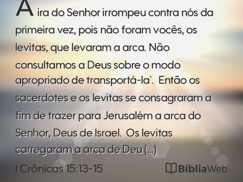 I Crônicas 15:13-15 em imagem para compartilhar