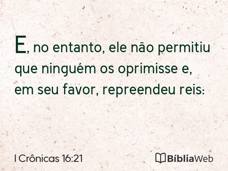 I Crônicas 16:21 em imagem para compartilhar