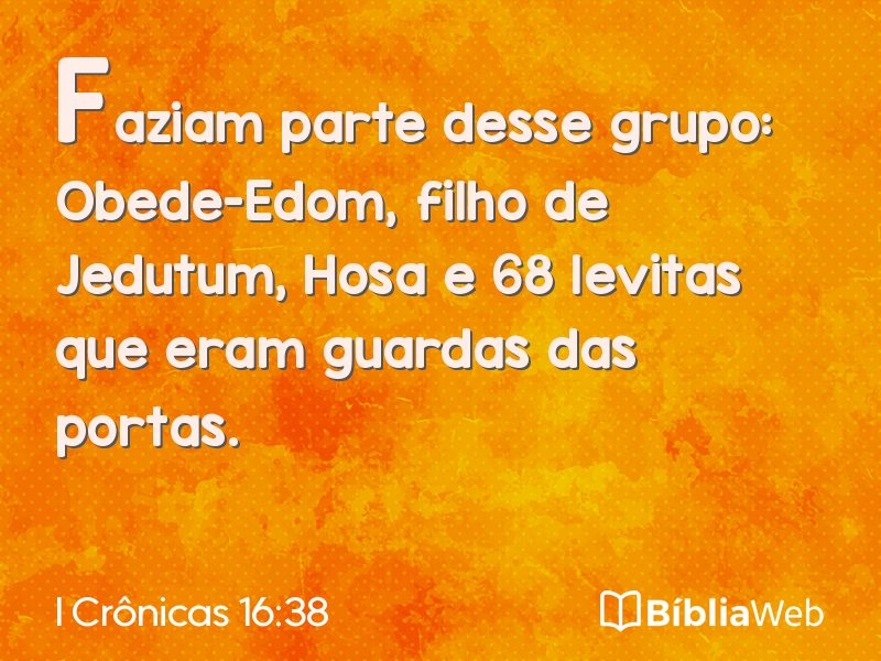 I Crônicas 16:38 em imagem para compartilhar