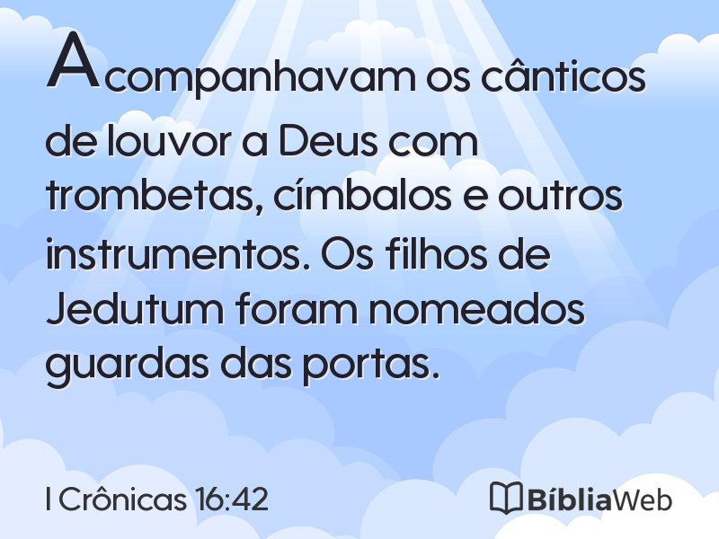 I Crônicas 16:42 em imagem para compartilhar