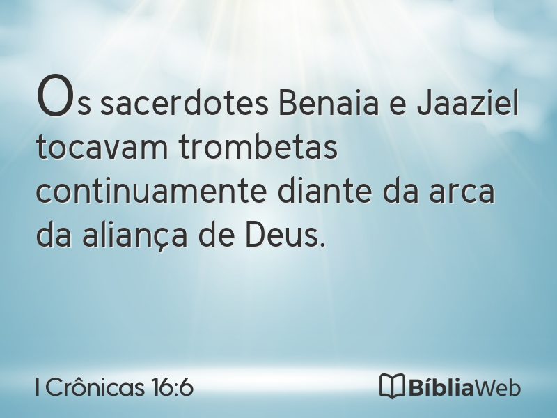 I Crônicas 16:6 em imagem para compartilhar