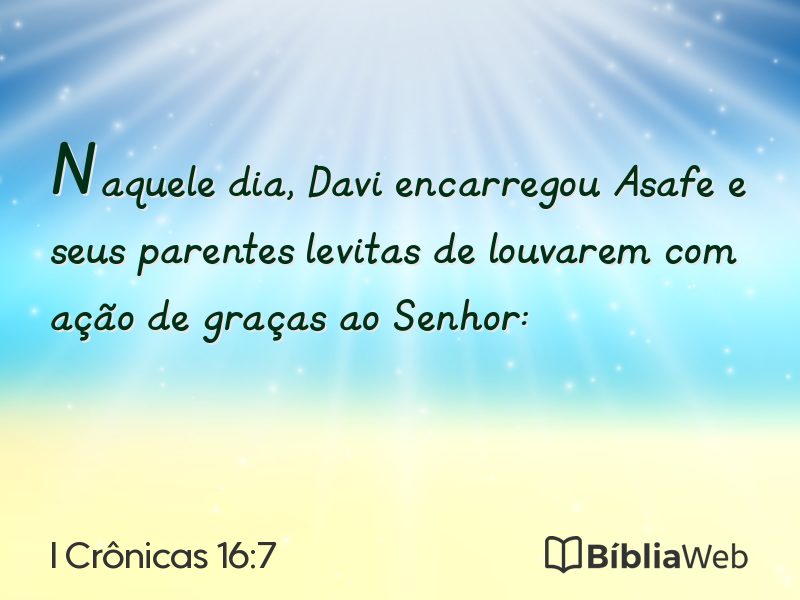 I Crônicas 16:7 em imagem para compartilhar