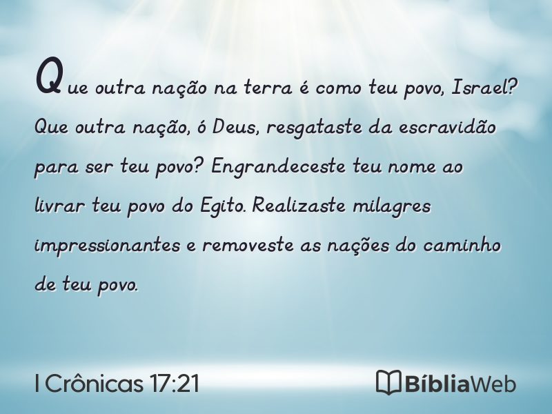 I Crônicas 17:21 em imagem para compartilhar