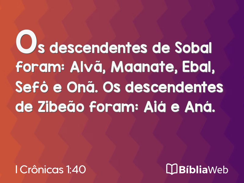 I Crônicas 1:40 em imagem para compartilhar