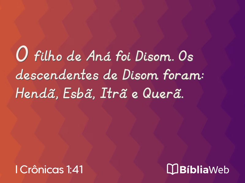 I Crônicas 1:41 em imagem para compartilhar