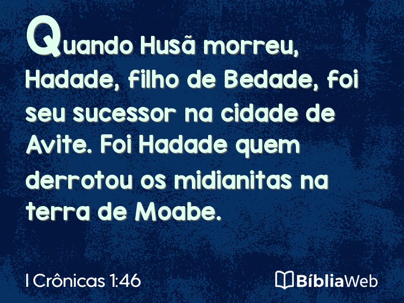 I Crônicas 1:46 em imagem para compartilhar