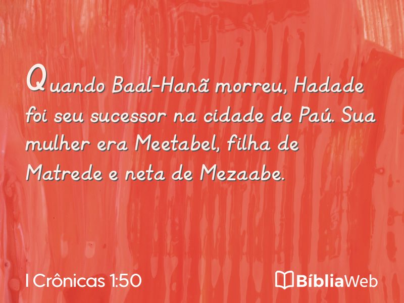 I Crônicas 1:50 em imagem para compartilhar