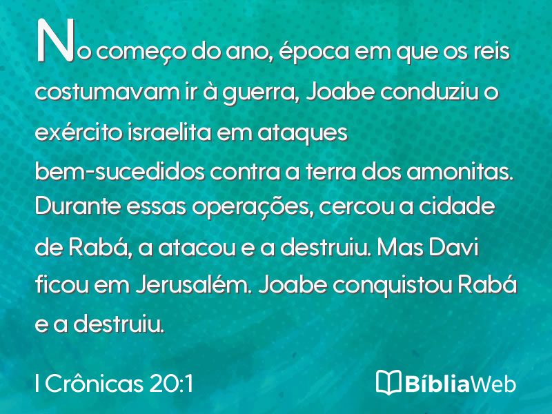 I Crônicas 20:1 em imagem para compartilhar