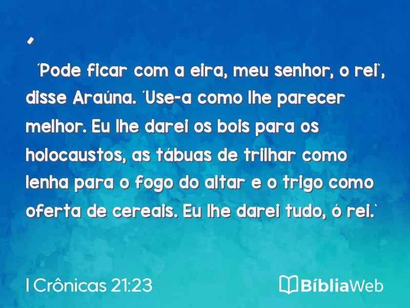 I Crônicas 21:23 em imagem para compartilhar