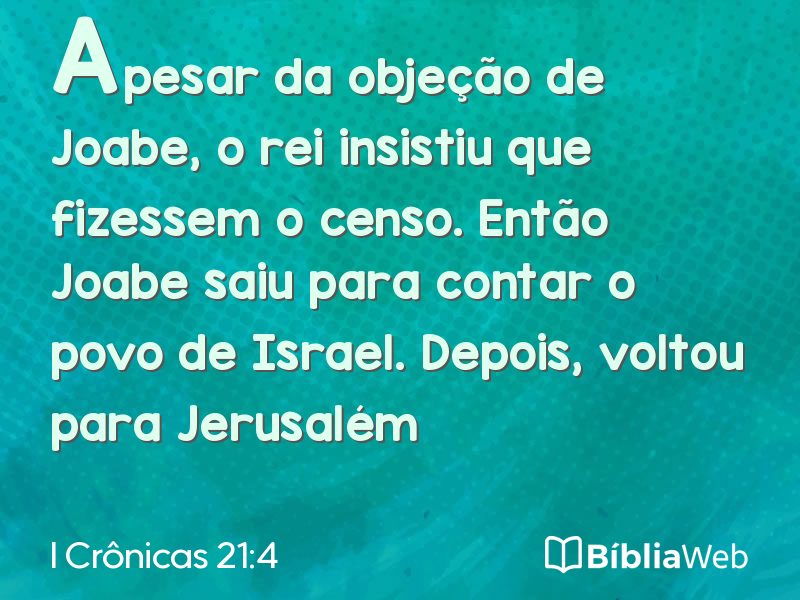 I Crônicas 21:4 em imagem para compartilhar