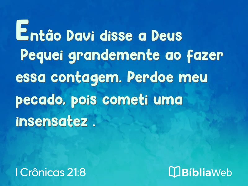 I Crônicas 21:8 em imagem para compartilhar