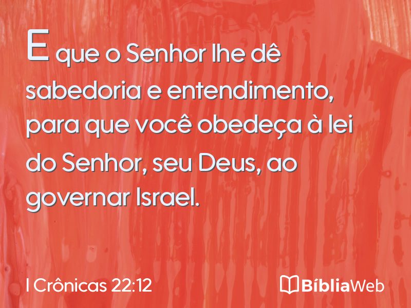 I Crônicas 22:12 em imagem para compartilhar
