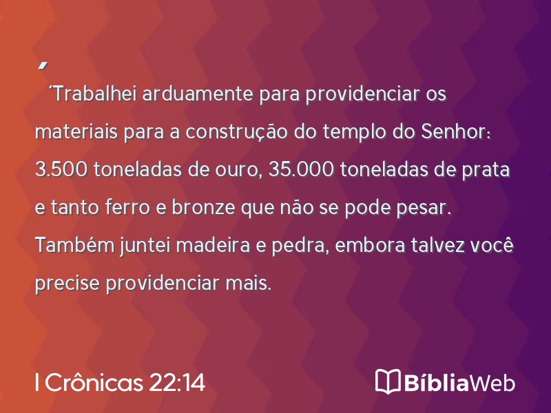 I Crônicas 22:14 em imagem para compartilhar