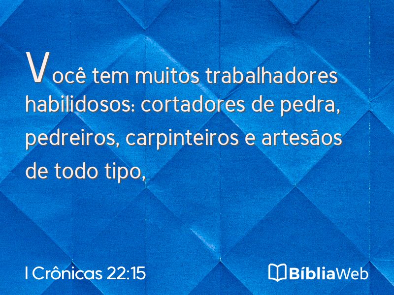 I Crônicas 22:15 em imagem para compartilhar