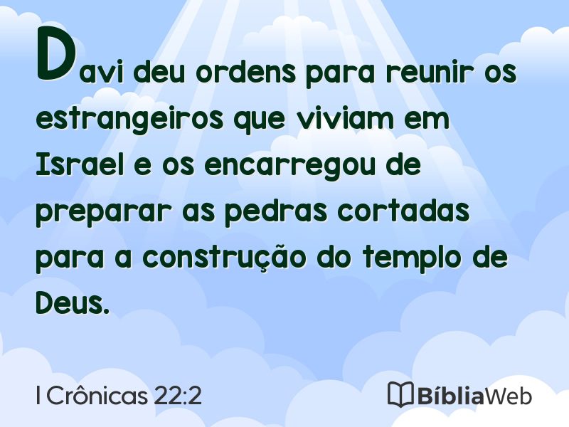 I Crônicas 22:2 em imagem para compartilhar