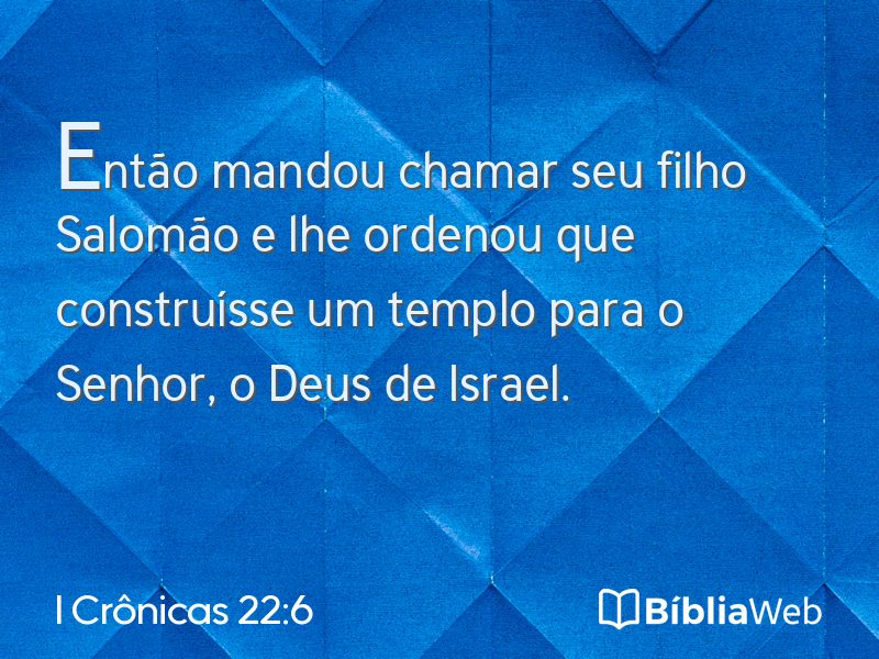 I Crônicas 22:6 em imagem para compartilhar