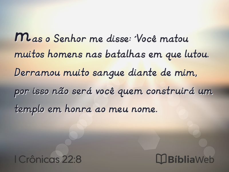 I Crônicas 22:8 em imagem para compartilhar