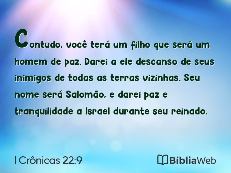 I Crônicas 22:9 em imagem para compartilhar