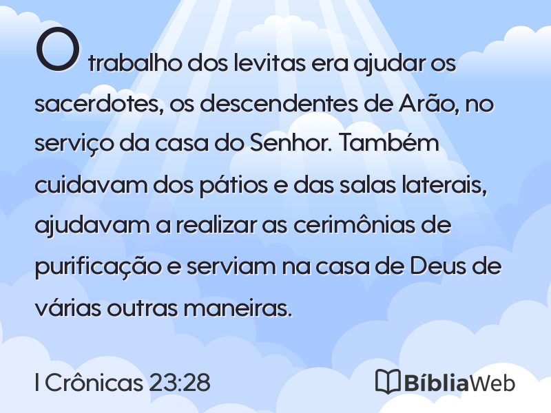 I Crônicas 23:28 em imagem para compartilhar