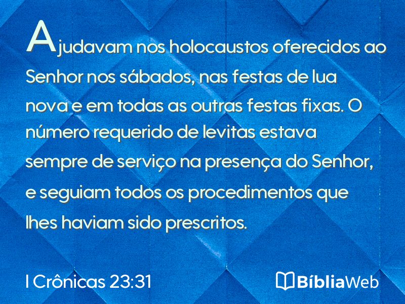 I Crônicas 23:31 em imagem para compartilhar