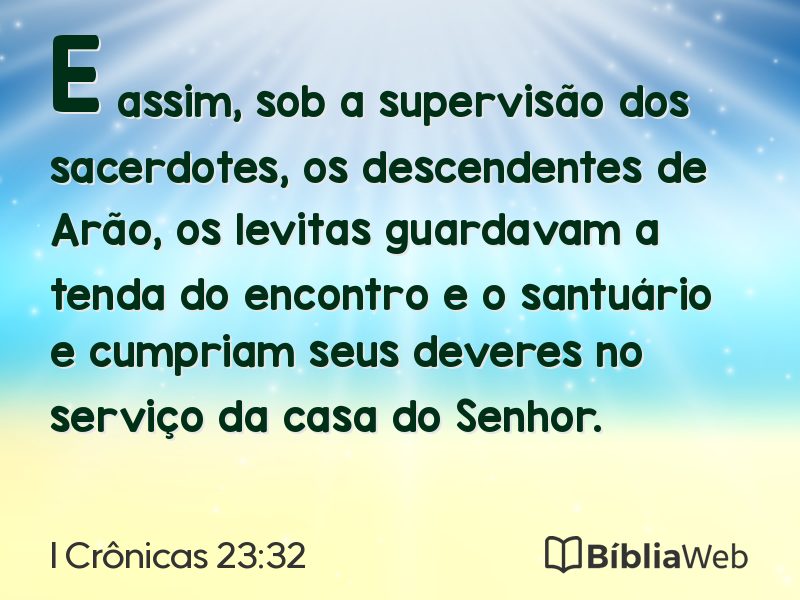 I Crônicas 23:32 em imagem para compartilhar