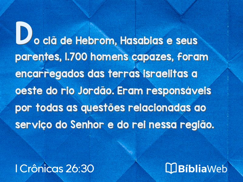 I Crônicas 26:30 em imagem para compartilhar