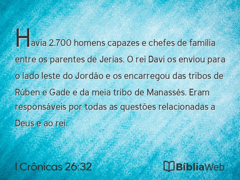 I Crônicas 26:32 em imagem para compartilhar